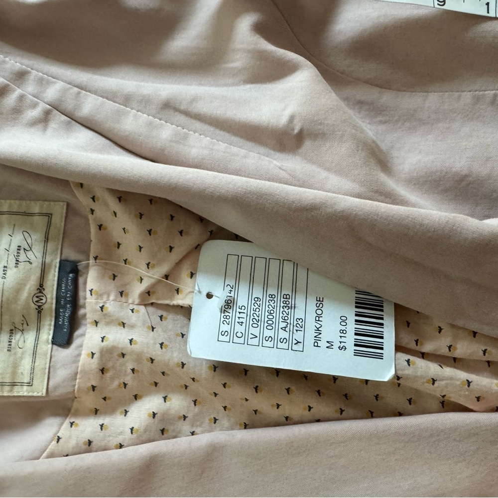 Cartonnier Light Pink/Beige Ruffle-Trim Open Style Size M Lightweight Blazer - Picture 9 of 12